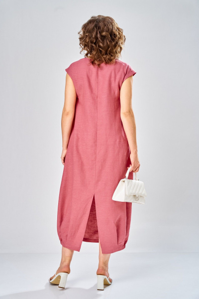 Платье, рубашка Диомант 2036 коралл/белый - фото 7