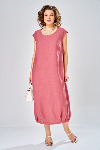 Платье, рубашка Диомант 2036 коралл/белый - фото 4