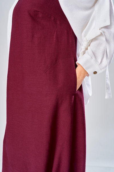 Платье, рубашка Диомант 2036 бордо/белый - фото 5