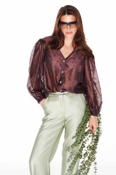 Блуза ELLETTO LIFE 3993 коричневый - фото 3