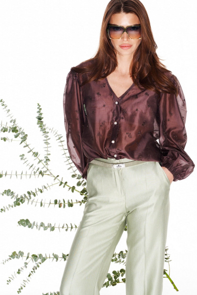 Блуза ELLETTO LIFE 3993 коричневый - фото 2