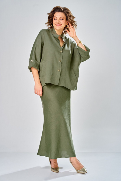 Рубашка, юбка Диомант 2152 олива - фото 11