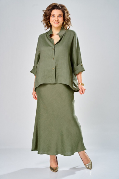 Рубашка, юбка Диомант 2152 олива - фото 10