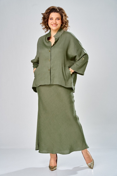 Рубашка, юбка Диомант 2152 олива - фото 9