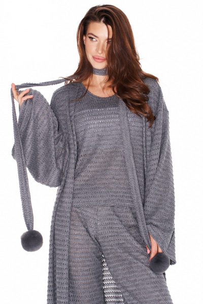 Брюки, кардиган, топ ELLETTO LIFE 5339 серый - фото 6