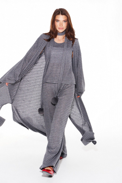 Брюки, кардиган, топ ELLETTO LIFE 5339 серый - фото 2