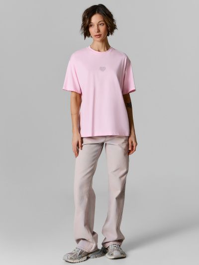 Футболка Mark Formelle 112678/25-39799П-0-3 розовое_сияние_печать_1сл_аппликация_из_страз_пол - фото 1