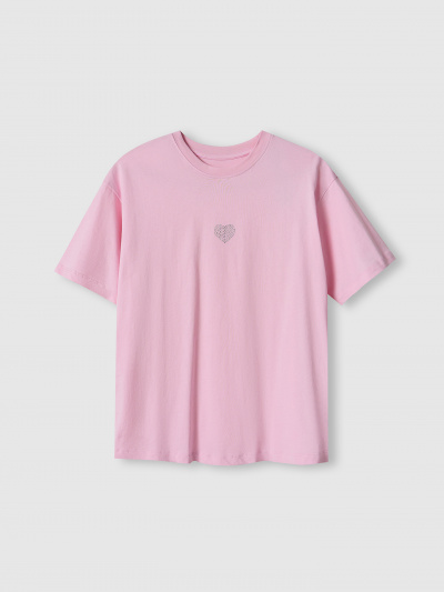 Футболка Mark Formelle 112678/25-39799П-0-3 розовое_сияние_печать_1сл_аппликация_из_страз_пол - фото 2