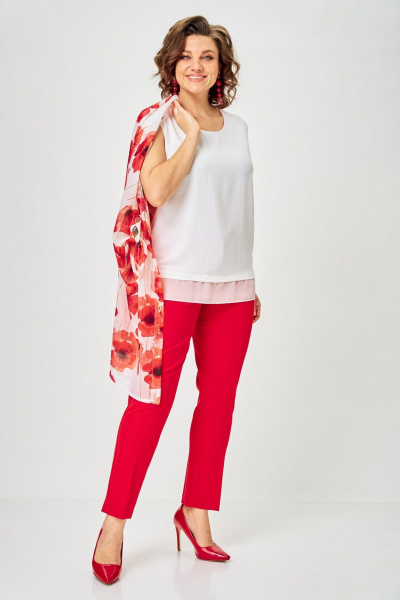 Брюки, кардиган, топ Svetlana-Style 2320 красный_цветы - фото 12
