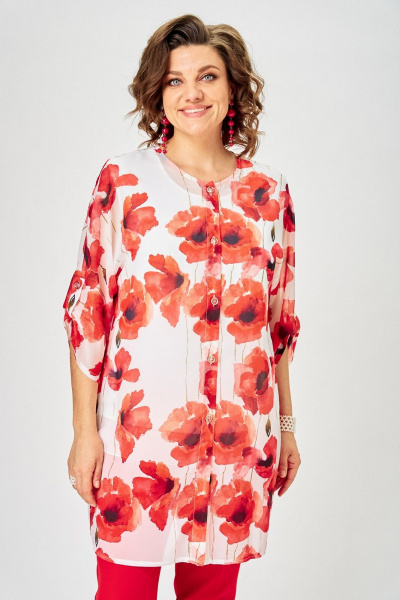 Брюки, кардиган, топ Svetlana-Style 2320 красный_цветы - фото 11