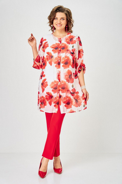 Брюки, кардиган, топ Svetlana-Style 2320 красный_цветы - фото 4