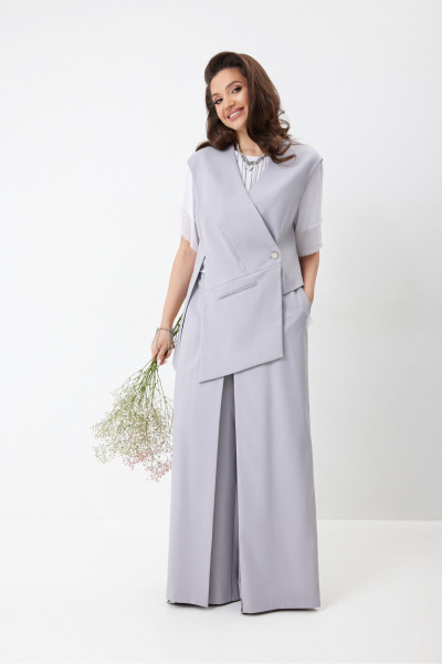 Блуза, брюки, жилет ElPaiz 1327 лаванда_белый - фото 2