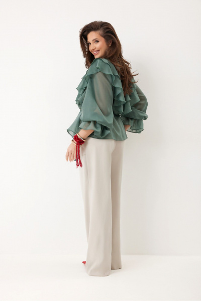 Блуза, брюки ElPaiz 1338 бирюза+св.серый - фото 4