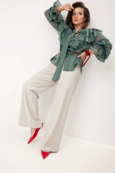 Блуза, брюки ElPaiz 1338 бирюза+св.серый - фото 3