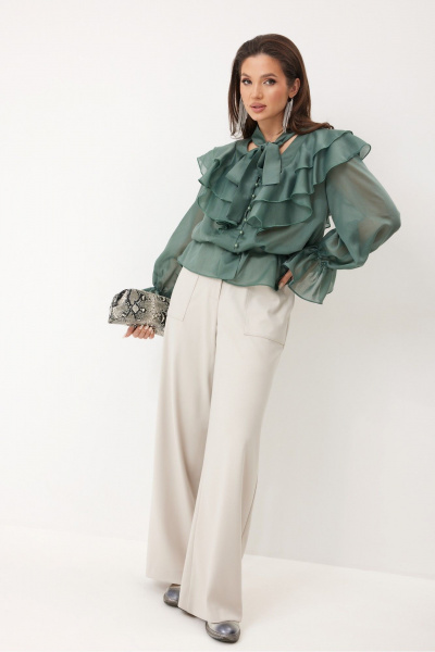 Блуза, брюки ElPaiz 1338 бирюза+св.серый - фото 1