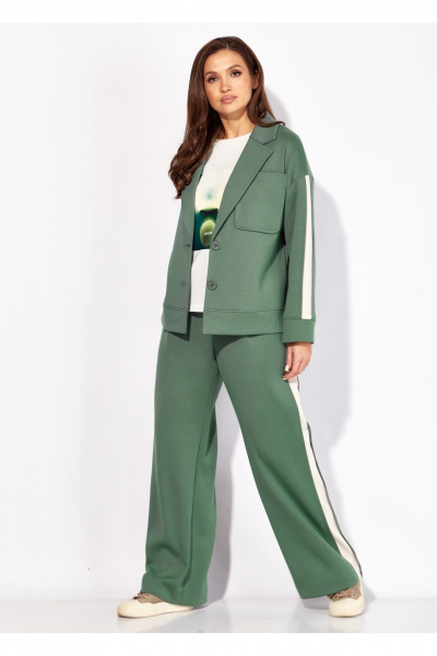 Брюки, жакет, топ TAiER 1420 оливка - фото 2