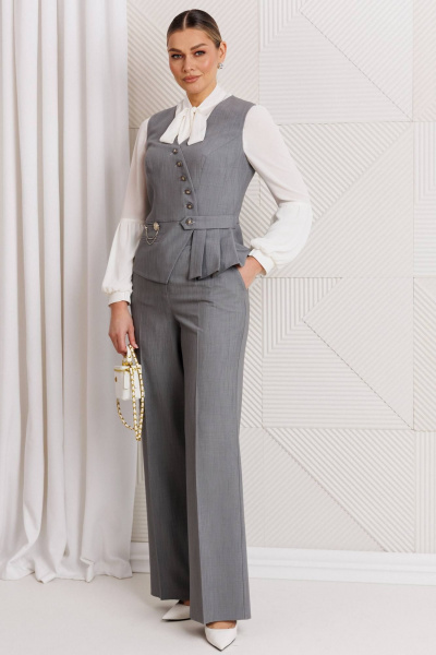 Брюки, жилет Мода Юрс 26-2912 серый_меланж - фото 1