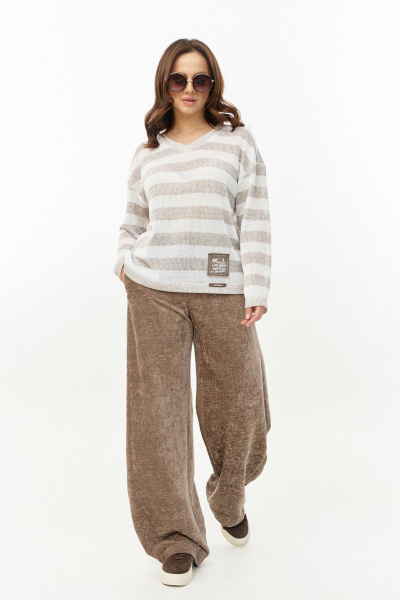 Джемпер AVE RARA 2260 бело-коричневый - фото 5