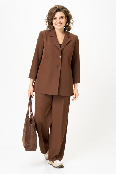 Брюки, жакет Vilena 1094 молочный_шоколад - фото 15