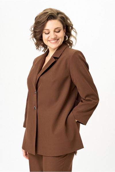 Брюки, жакет Vilena 1094 молочный_шоколад - фото 14