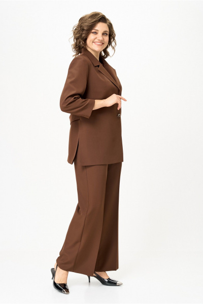 Брюки, жакет Vilena 1094 молочный_шоколад - фото 11