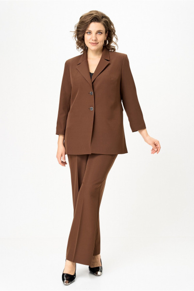 Брюки, жакет Vilena 1094 молочный_шоколад - фото 10