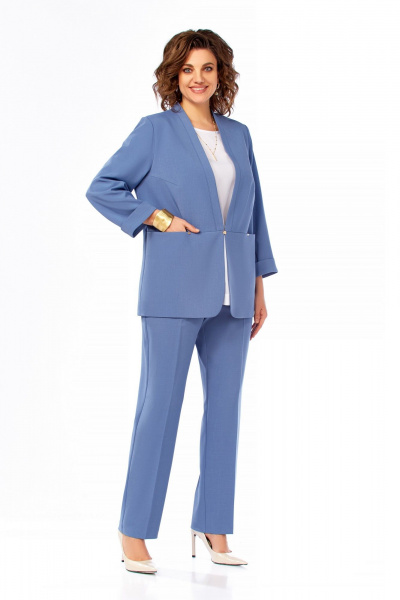 Блуза, брюки, жакет Ольга Стиль С-1000 синий - фото 6