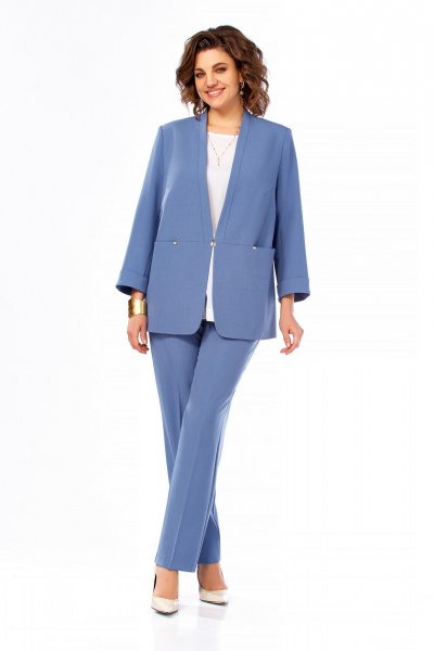 Блуза, брюки, жакет Ольга Стиль С-1000 синий - фото 1