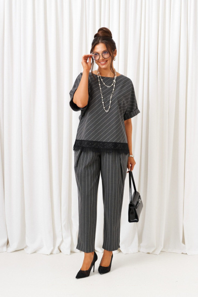 Блуза, брюки Beautiful&Free 6442 темно-серый - фото 2