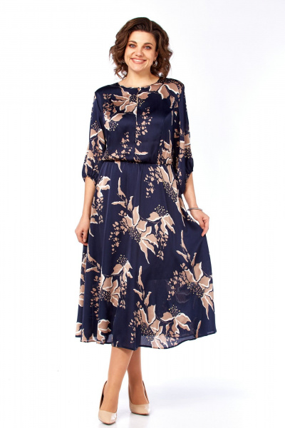 Платье Элль-стиль 2457 темно-синий_кофе_принт - фото 15