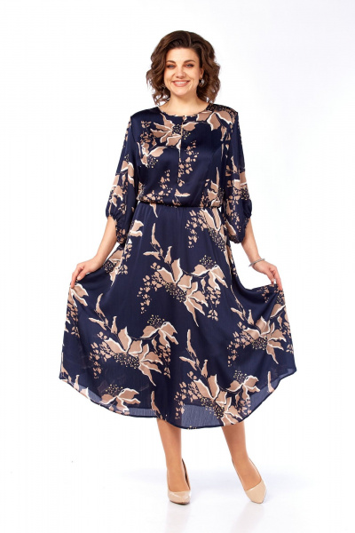 Платье Элль-стиль 2457 темно-синий_кофе_принт - фото 10