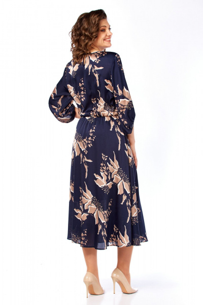 Платье Элль-стиль 2457 темно-синий_кофе_принт - фото 8