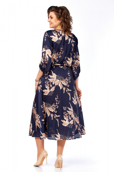 Платье Элль-стиль 2457 темно-синий_кофе_принт - фото 7