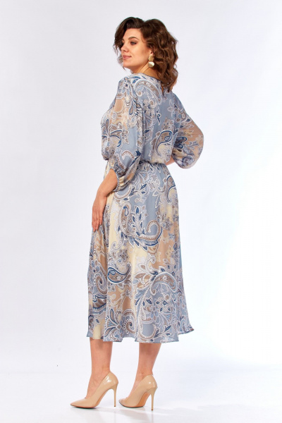 Платье Элль-стиль 2457/1 бежево-голубое - фото 7