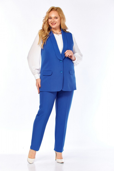 Блуза, брюки, жилет Элль-стиль 2132/7 джинс - фото 31