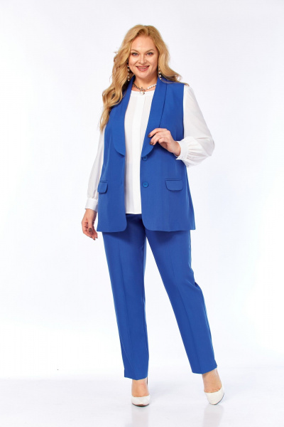 Блуза, брюки, жилет Элль-стиль 2132/7 джинс - фото 7