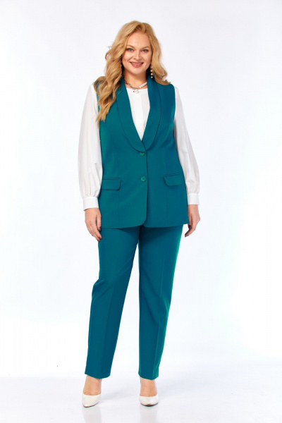 Блуза, брюки, жилет Элль-стиль 2132/8 морская_волна - фото 21