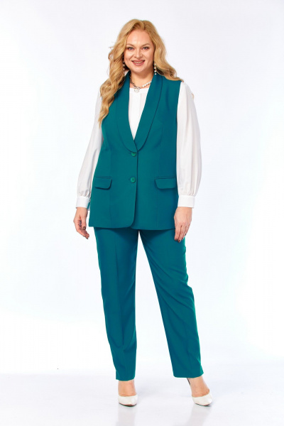 Блуза, брюки, жилет Элль-стиль 2132/8 морская_волна - фото 18