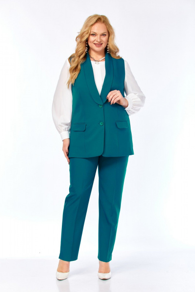Блуза, брюки, жилет Элль-стиль 2132/8 морская_волна - фото 11