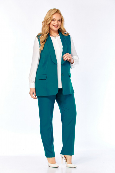 Блуза, брюки, жилет Элль-стиль 2132/8 морская_волна - фото 4