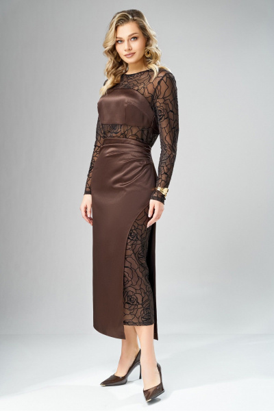 Платье Ольга Стиль С-1003 шоколадный - фото 5