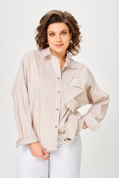 Блуза Michel chic 789 полоска_бежевая - фото 2