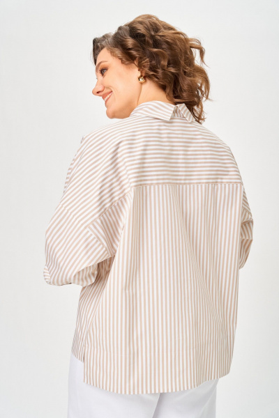 Блуза Michel chic 789 полоска_бежевая - фото 6