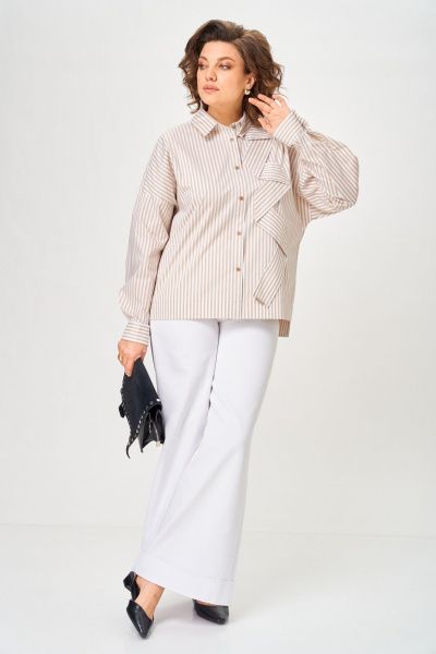 Блуза Michel chic 789 полоска_бежевая - фото 3