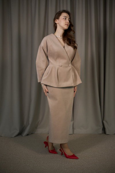 Жакет, юбка ALIN 6007 бежевый - фото 2