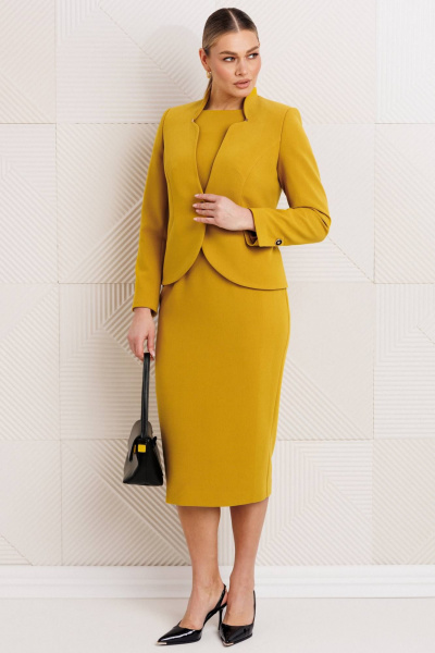Жакет, платье Мода Юрс 26-2969 горчица - фото 1