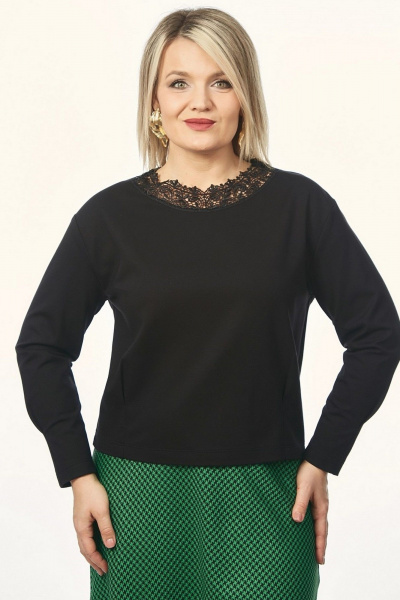 Джемпер, юбка Takka Plus 26-265 черный-зеленый - фото 7