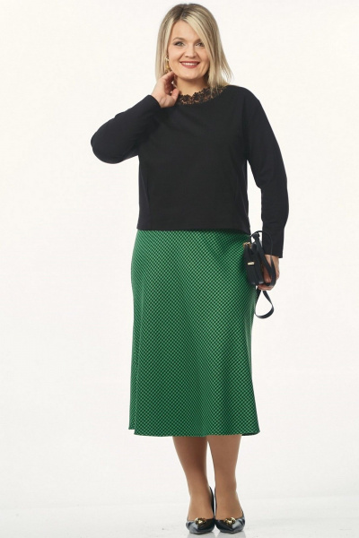 Джемпер, юбка Takka Plus 26-265 черный-зеленый - фото 2
