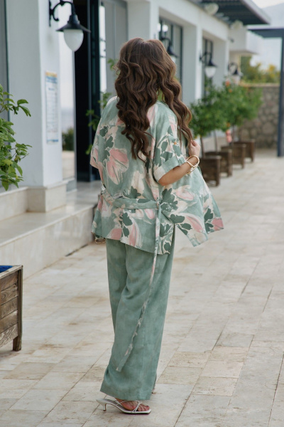 Блуза, брюки, жакет Vittoria Queen 27913 зеленый-меланж - фото 6