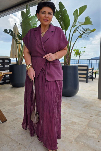 Жилет, платье Vittoria Queen 28013 винный - фото 8